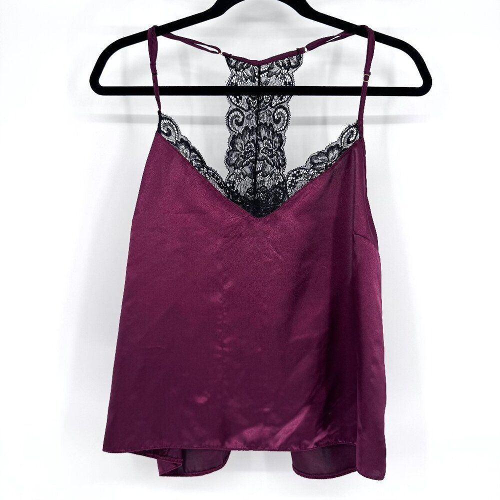 Y2K Burgundy Satin Lace Cami Racerback Grunge Fairygoth XL